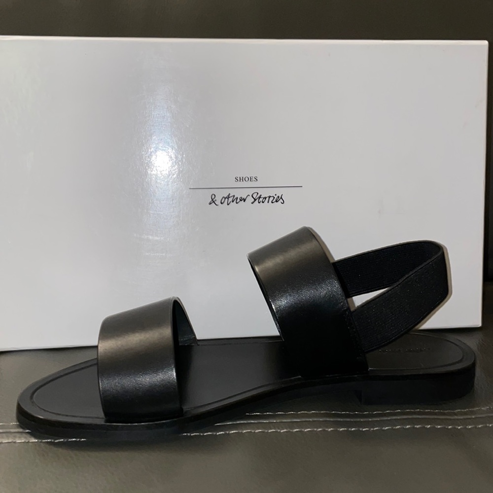 & Other Stories Black Leather Sandals (not available to the public)